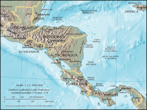 Central America map by the CIA World Factbook 2011. Wikimedia-Commons