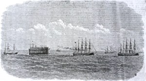 Bermuda Floating Dock passing down the Channel. Illustrated London News 3 July 1869