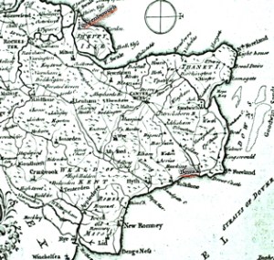 19th century East Kent map showing Dover, Queenborough and the LCDR Railway Line. Dover Museum