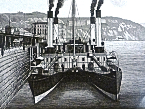 Calais-Douvres I Twin-hulled LCDR paddle steamer launched 1877. Dover Library