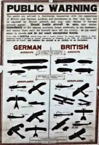  Aircraft Recognition Poster. Dover Castle English Heritage