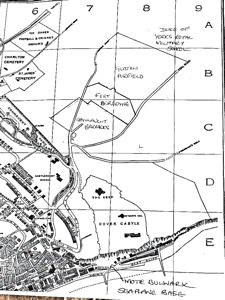 Schematic Map showing location of Moat Bulwark Seaplane Base & Guston Airfield