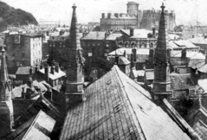 View from St Mary's Church towards the Gasometer Townwall Street, Stembrook Mill on left 1900. Dover Museum