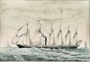 Isambard Brunel's screw propeller steam ship Great Britain launched 1843. Library of Congress