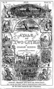 Cover by Phiz - Hablot Knight Browne - for Charles Dickens A Tale of Two Cities, published in All the Year Round July 1859. Wikimedia