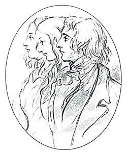 Georgina Hogarth, Catherine Dickens and Charles Dickens by Daniel Maclise 1843. LS