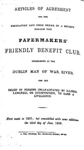 River Paper Mill Articles of Agreement of the Benefit Club 1838. Dover Library