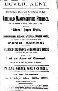River Paper Mill Auction 15 May 1908. Dover Library
