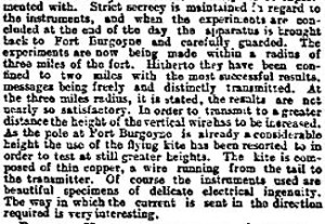 GPO Dover Wireless Experiements using Marconi instruments. Times 13 October 1897