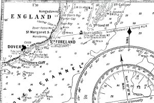 1930s Chart showing Dover, South Foreland, and the South Goodwin lightvessel close by the South Sands Head - the location of the former South Sands Head lightvessel. When Marconi was doing his experiments in 1899 the South Goodwin lightship was where the South Goodwin buoy is located on the chart