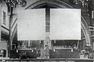 Ambrose Fleming's lecture in Connaught Hall on the Marconi Dover wireless experiments 1899. Bob Hollingsbee Collection Dover Museum