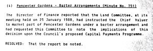 DDC Finance Committee minutes - Pencester Gardens to be sold by lease back barter arrangement. 9 February 1988
