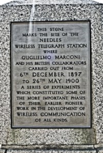 Site of the Needles Wireless Station, Isle of Wight were Marconi carried out some pioneer work - the pionerering work carried out by Marconi and Fleming in the Dover area remains forgotten. Pix Alan Sencicle