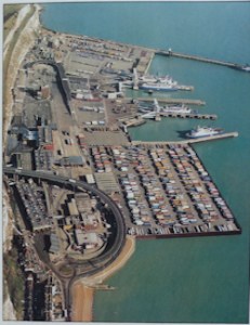 Eastern Docks on a typical busy day. The 6 acre lorry apron is the rectangle to the right of Jubilee Way. DHB 2015