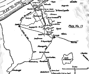 Map of the area of the Battle of the Yser. Belgium. Armée Volume 1 Subject World War, 1914-1918