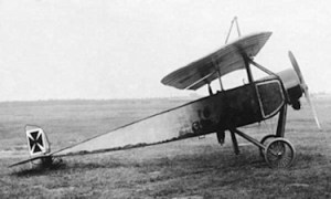 Captured Morane-Saulnier Type L with German insignia on which the Fokker Eindecker was designed. Wikimedia