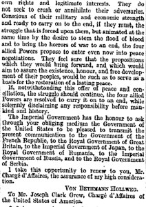 Cont ... German Peace proposal 12 December 1916 published in the Times