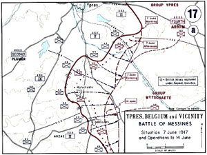 Map of the Battle of Messines 7-14 June 1917. West Point Department of History