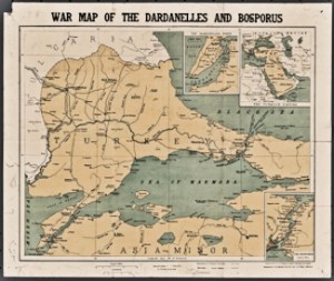 WWI map of the Sea of Marmara, the Dardanelles and the Bosphorus. W & A K Johnstone Ltd 1914. Wikimedia