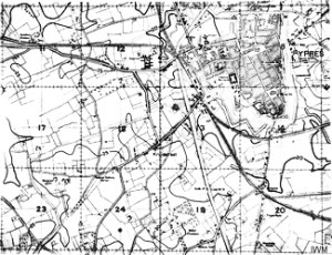 Musgrave & James style map of Ypres. British Army the Western Front, 1915-1918. Imperial War Museum