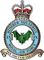 No9 Bomber Squadron note the bat. The motto Per Noctem Volamus - we fly by night. Wikimedia