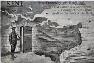 Postcard of Kent - The Doorway of England - No Germans Admitted. Typical of the postcards that reflected popular feeling following the outcome of Passchendaele. Dr Jo Stanley