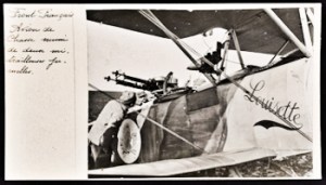 Sopwith 1½ Strutter (French) closeup showing Lewis guns and generator. Université de Caen Basse-Normandie