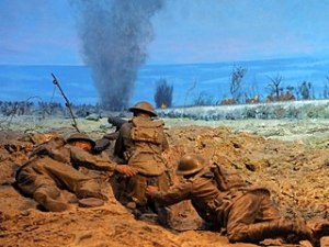 Battle of Dernancourt Lewis Gun Team April 1918. Diorama at the Australian War Memorial. Nick D 2017 Wikimedia