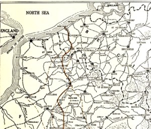 Map of Western Belgium & North West France from The History of the European War by Francis J. Reynolds, Allen L. Churchill & Francis Trevelyan 
