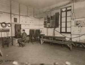 Interior of training wire room showing equipment used. United States National Archives