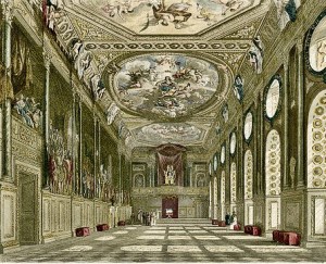 Windsor Castle - St George’s Hall from W H Pyne History of the Royal Residences Vol 1
