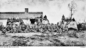 Villers-Bretonneux April 1918 the three German A7V tanks with crew. Australian War Memorial Collection